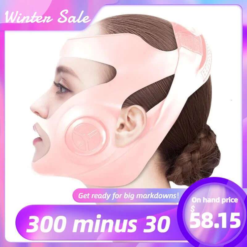 Grey Pink Electric V-shaped Thin Face Slimming Cheek Mask Massager Facial Lifting hine V-e Lift Up Bandage Therapy Device