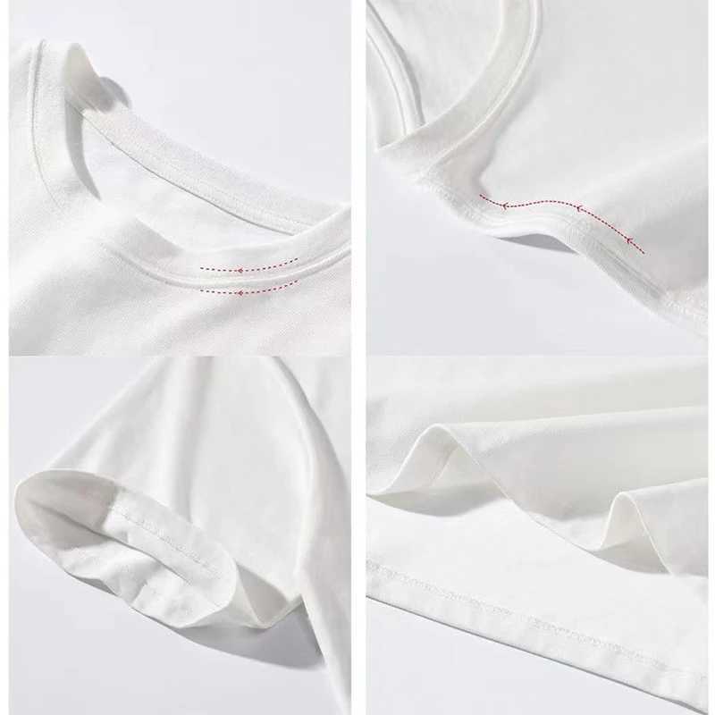 Mens blank T-shirt white cotton oversized retro solid color T-shirt large womens fashionable T-shirt mens clothing M250108