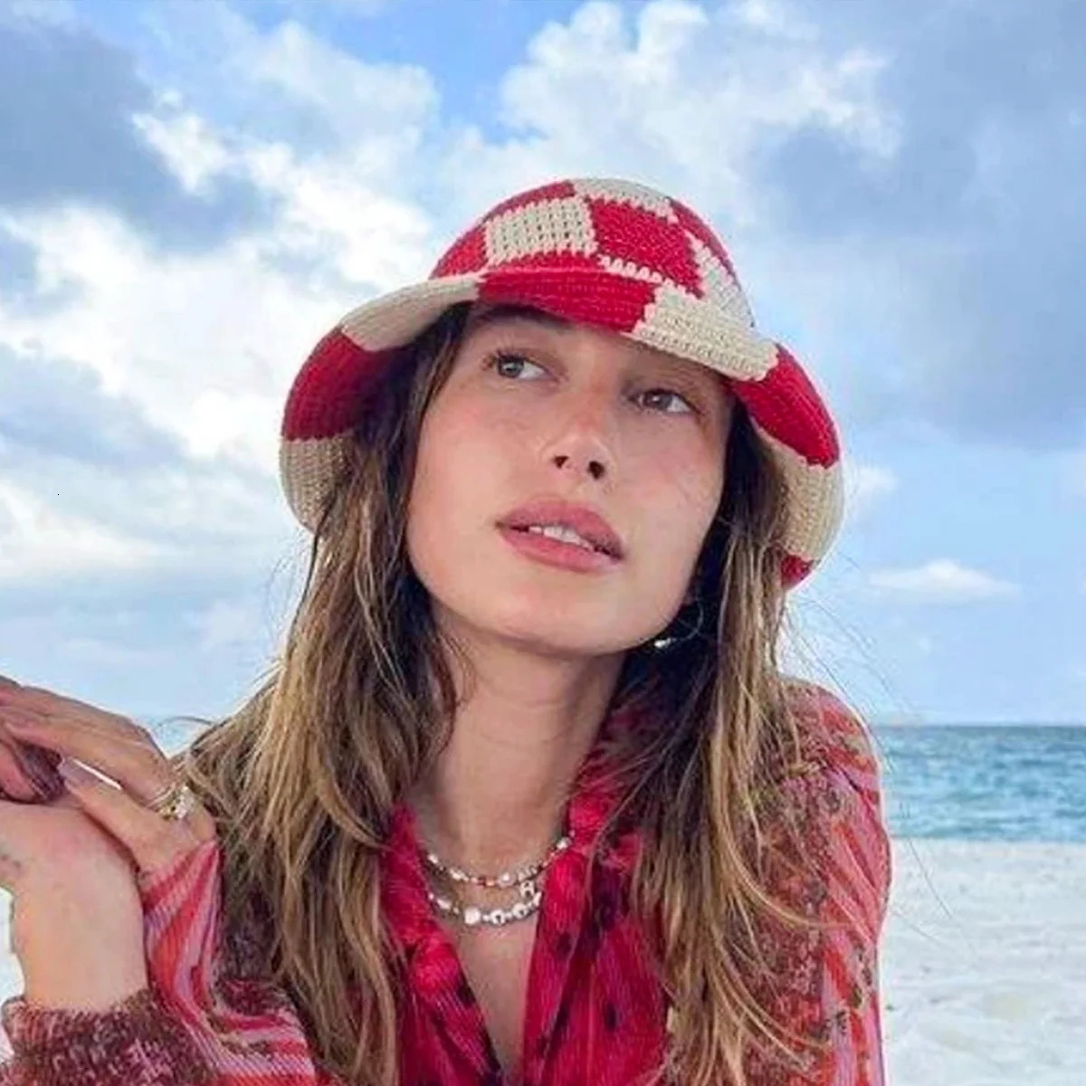 Panama Fashion Crochet Knitting Bucket Hat Summer Hat Foldable Sun Cap Women Hollow Multicolor Bucket Hat Cap 250107