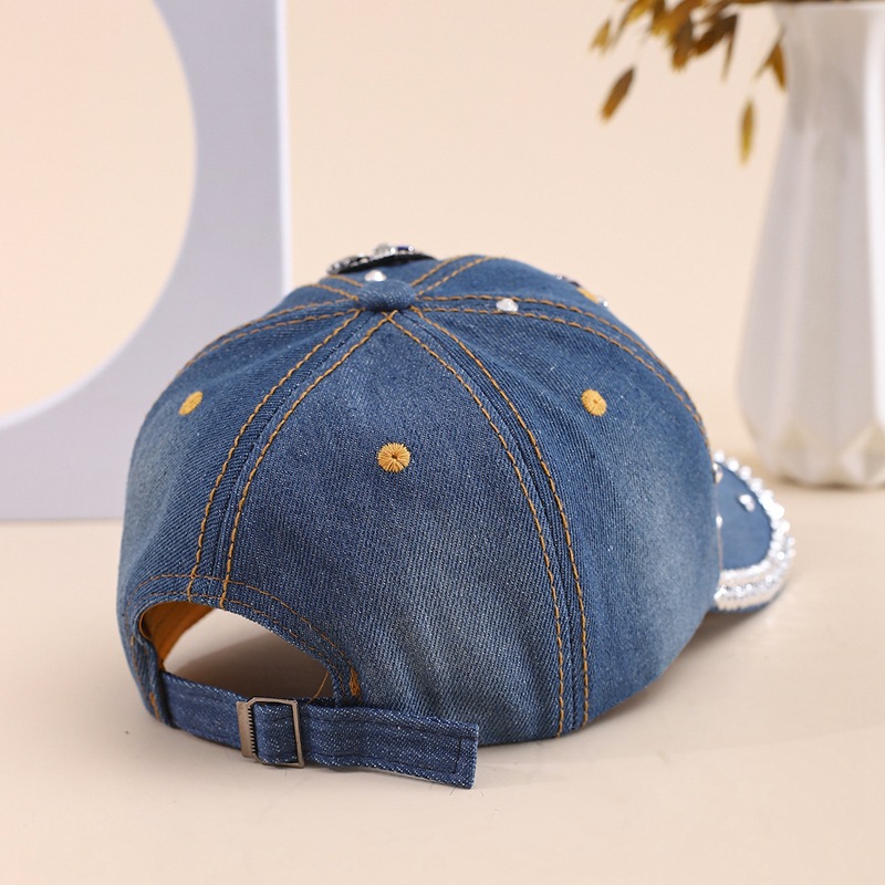 Casual sun hat tide bow can be adjusted to show the face of a small hundred with diamond duck tongue cap female with diamond cowboy baseball cap