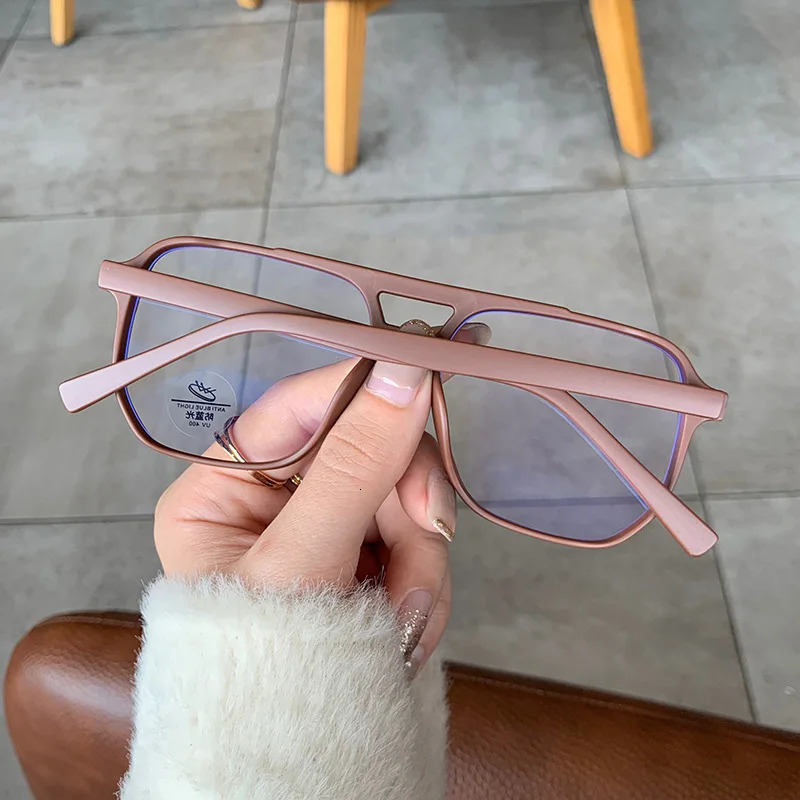 SO EI Fashion Square Double Bridges TR90 Women Glasses Frame Clear Anti-Blu-Ray Eyewear Retro Men Optical Frame Computer Goggles 250107