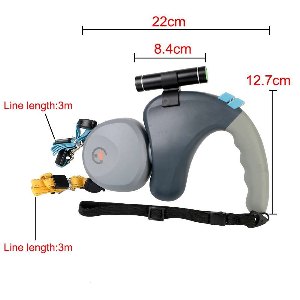 Dual Dog Leash Traction Belt Retractable With Light Double Supplies Rotation Pet Rope For 2 Dogs Walking