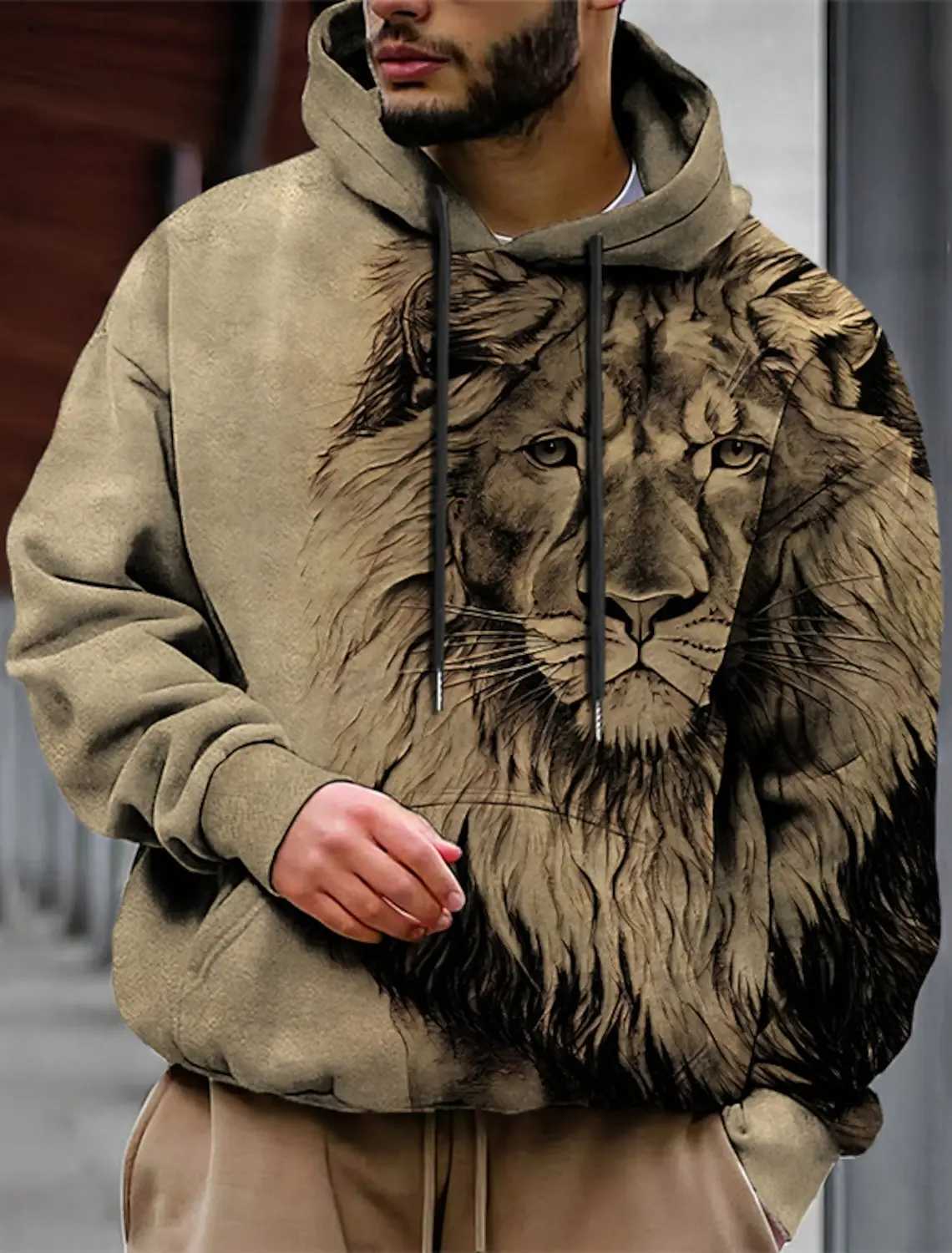 Mens unisex hoodie fashion Pullover hoodie sports hoodie animal wolf lion dragon tiger printed daily 3D printed casual hoodie W250108