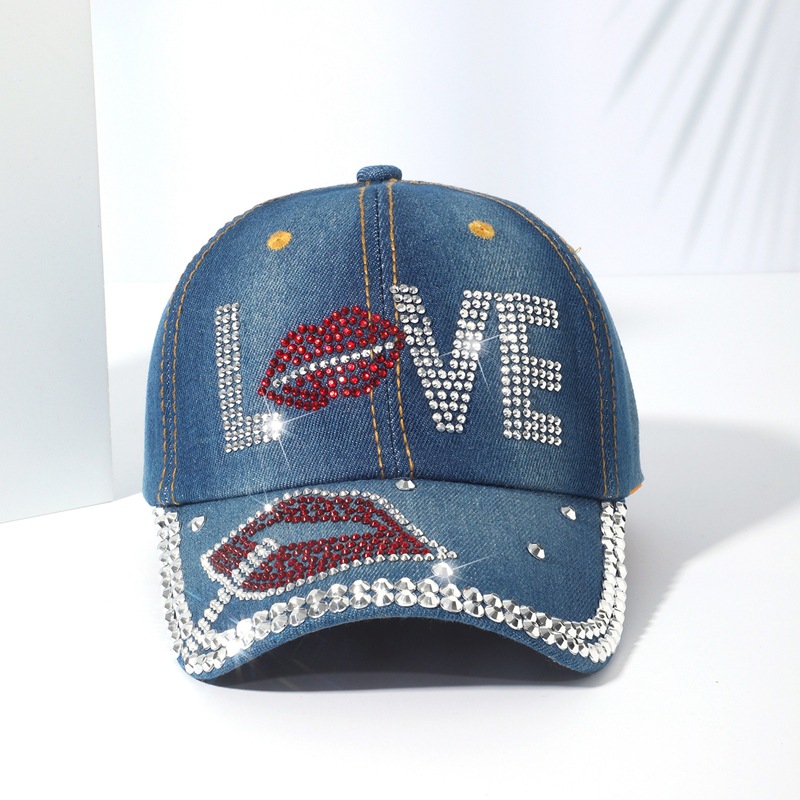 LOVE diamond baseball cap trend fashion diamond duck tongue cap female cowboy sunscreen letters decorated sun hat wholesale