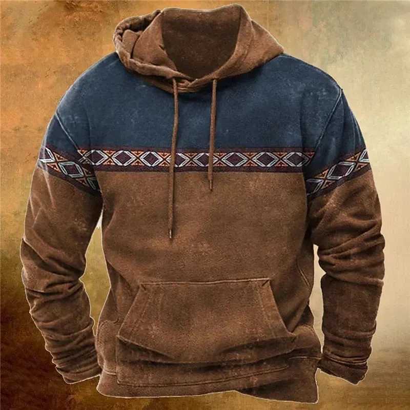 Retro Mens Hoodie 2024 Casual Long Sleeve Zipper Ropa Hombre Harajuku Printed Top Street Clothing Oversized Sportswear Hoodie W250108