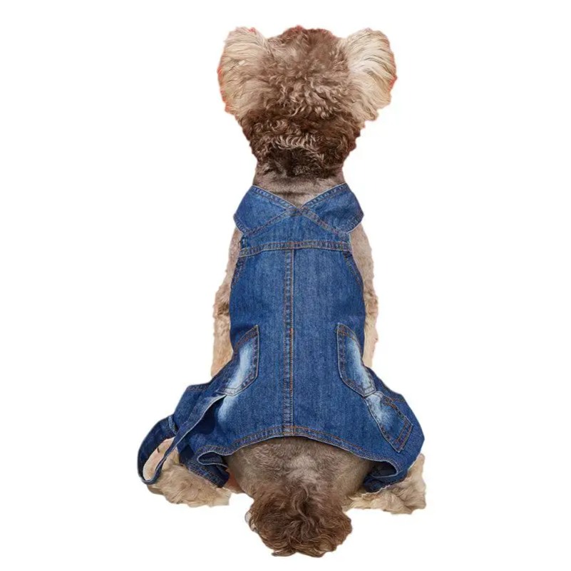 Dog Cat Casual Simple Blue Wash Soft Pet Denim Overalls Clothes