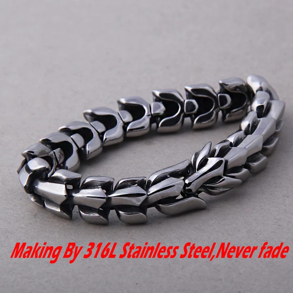 Viking Ouroboros vintage punk bracelet for men stainless steel fashion Jewelry hippop street culture 250107