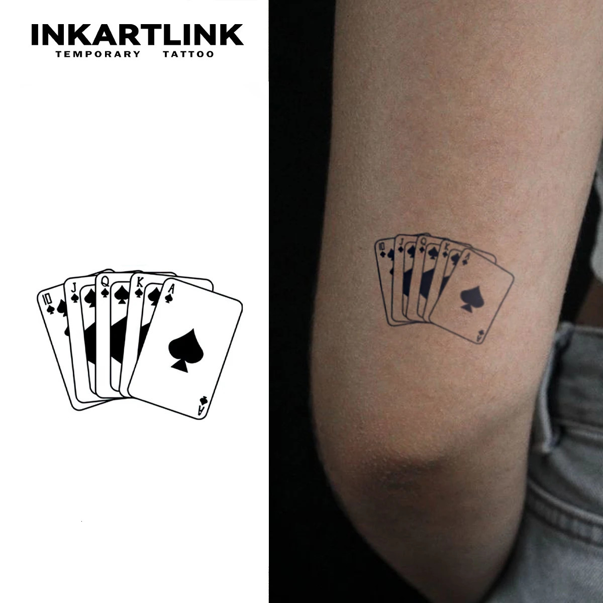 3 pcs Poker Temporary TattooLasts To 15 Days Technology Magic Waterproof Semi Permanent Sticker 241230