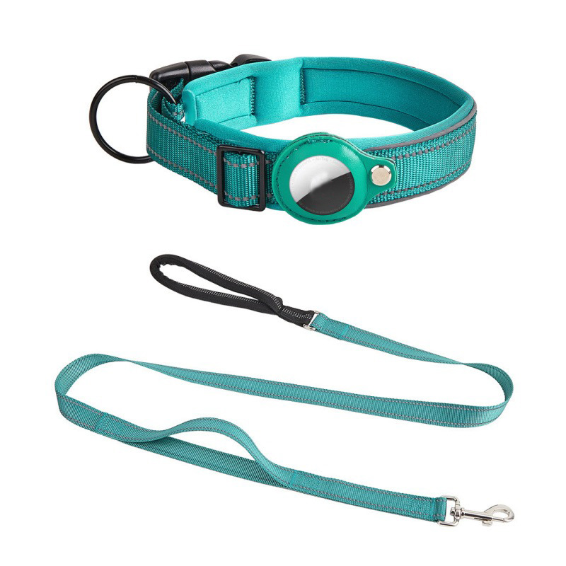 Factory Designer Durable Adjustable Comfortable Soft Padded AirTag Case Pet Dog Collar Handled Leash Set Pet Accessories