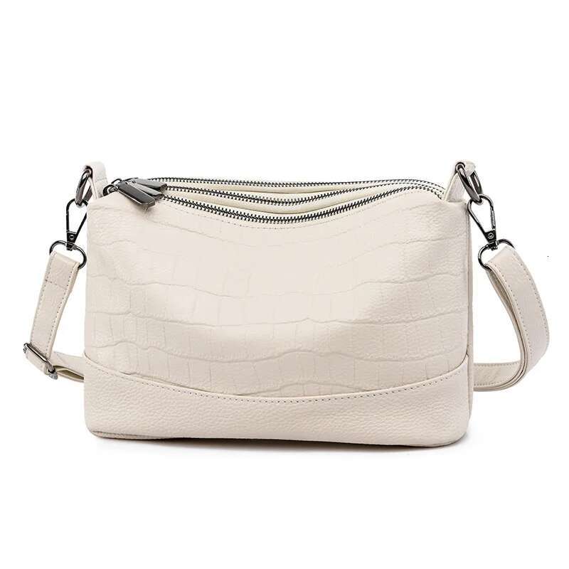 Genuine Three Compartment Large Capacity for Women 2023 Versatile Soft Shoulder Crossbody Bag Cow Leather