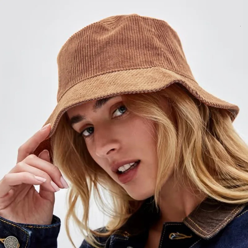 Corduroy Bucket Hat Spring Autumn Solid Color Women Men Fisherman Hats Hip Cap Foldable Bob u Panama Fishing Cap Gorras 250107