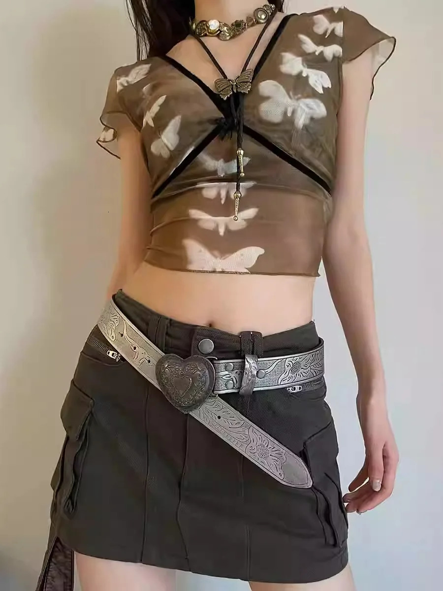 Love Y2K Retro Belt Female Korean Version Of Fashion Accessories Jeans With Slim Personality Belt Dark 250107