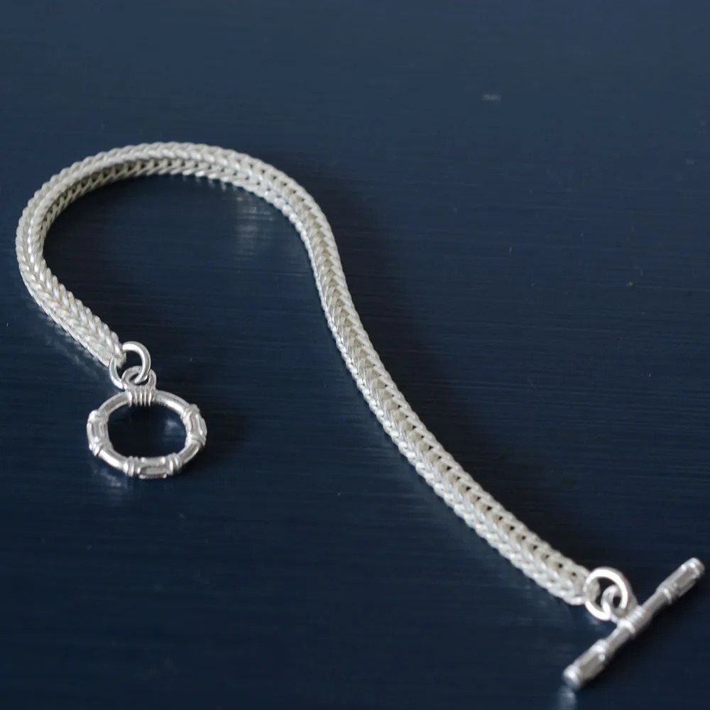 925 Sterling Silver Bracelet Square Fox Tail Chain Bangle for Women and Men Length Includes Clasp 250107