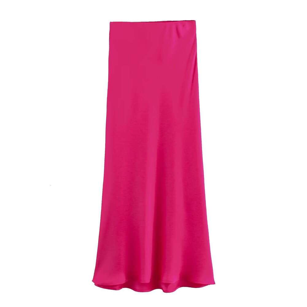 European And American Wholesale Spring Black Rice Colored Texture Silk Slippery Long Half Length Skirt 22 Colors