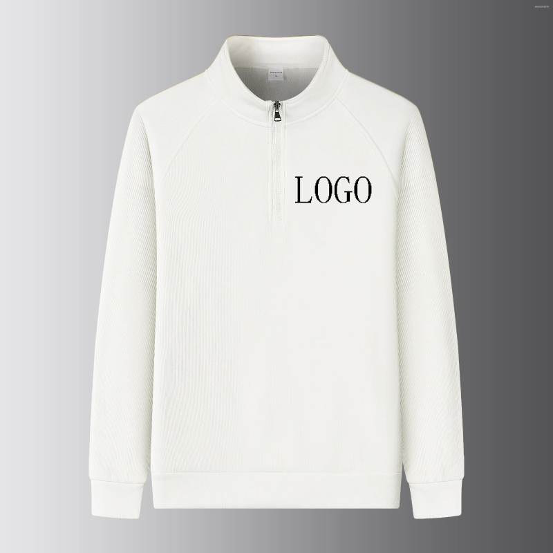Men's Hoodies Customize Your Own Brand Company Store Logo Warm Sports Jacket Half Zip Loose Thick Long Sleeved High Neck Quick Drying