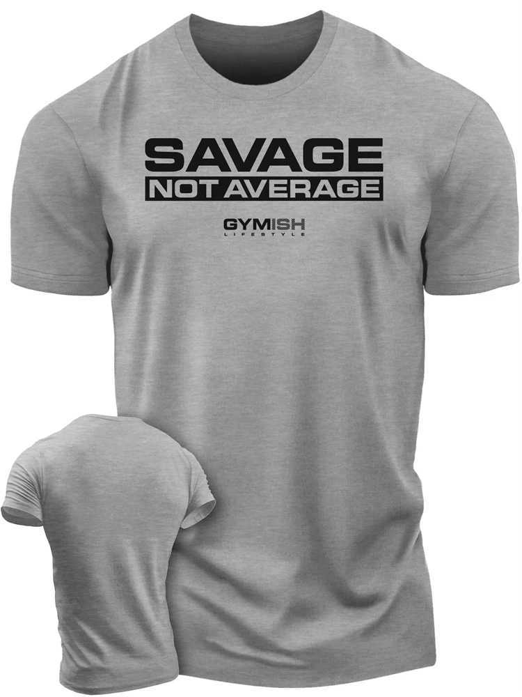 High Quality Mens T-shirt Street Sports Fitness Savage Alphabet Print Daily Short sleeved T-shirt Trend Mens Clothing Grey T-shirt T250108