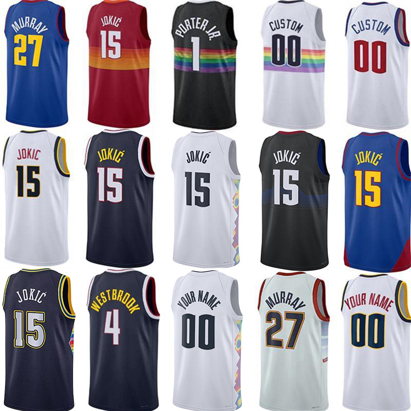 DEN 15 Jokic Basketball Jerseys Nugget Jamal Murray Michael Porter jr. Aaron Gordon Russell Westbrook Christian Braun Peyton Watson City Jersey Edition
