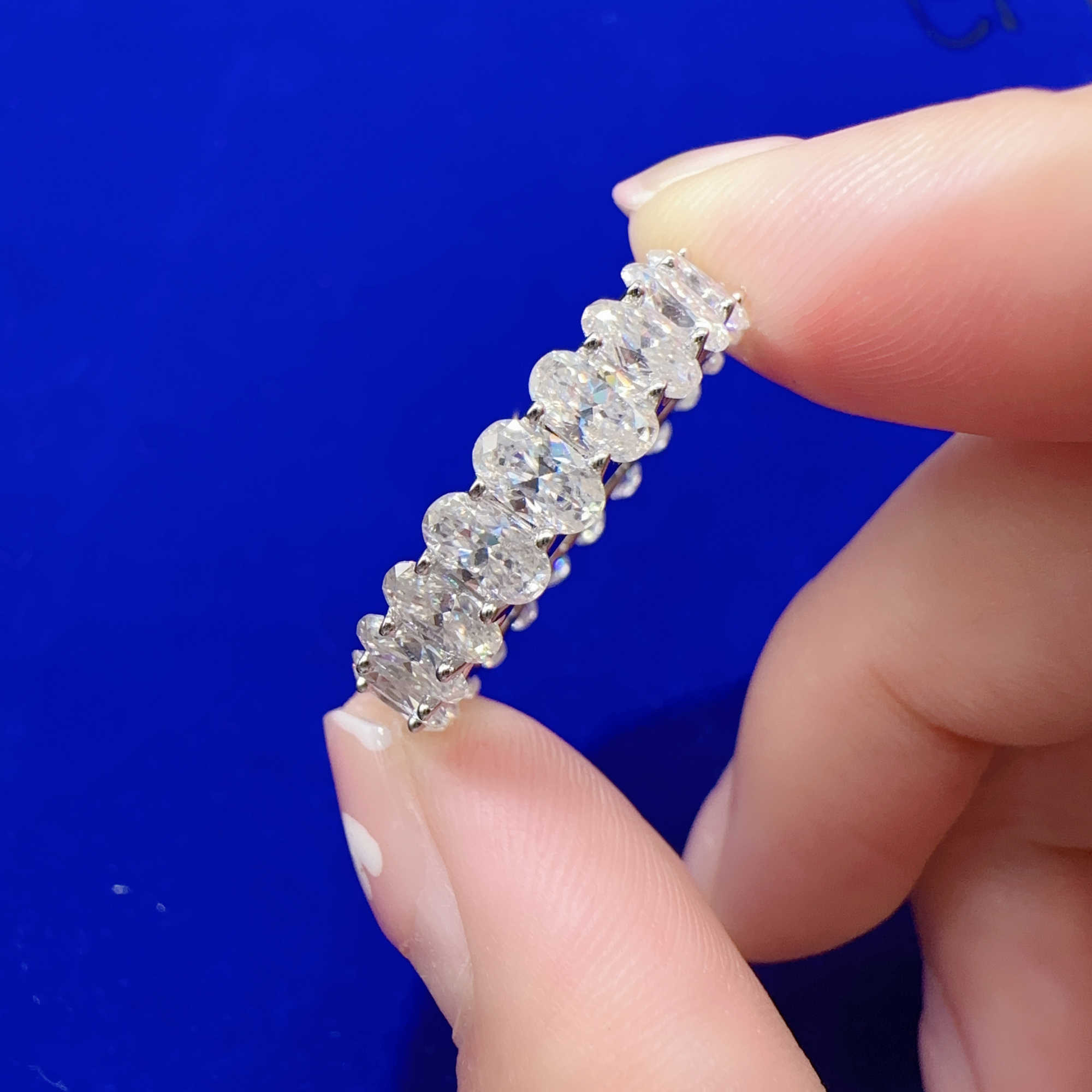 Wholesale price iced out VVS moissanite 925 sterling silver eternity band ring gold plated ring