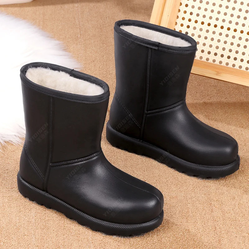 Winter Womens Velvet Rain Boots Thickeneded High-Top Snow Boots Comfortable and Warm Womens Shoes Waterproof Non-Slip Boots 250106