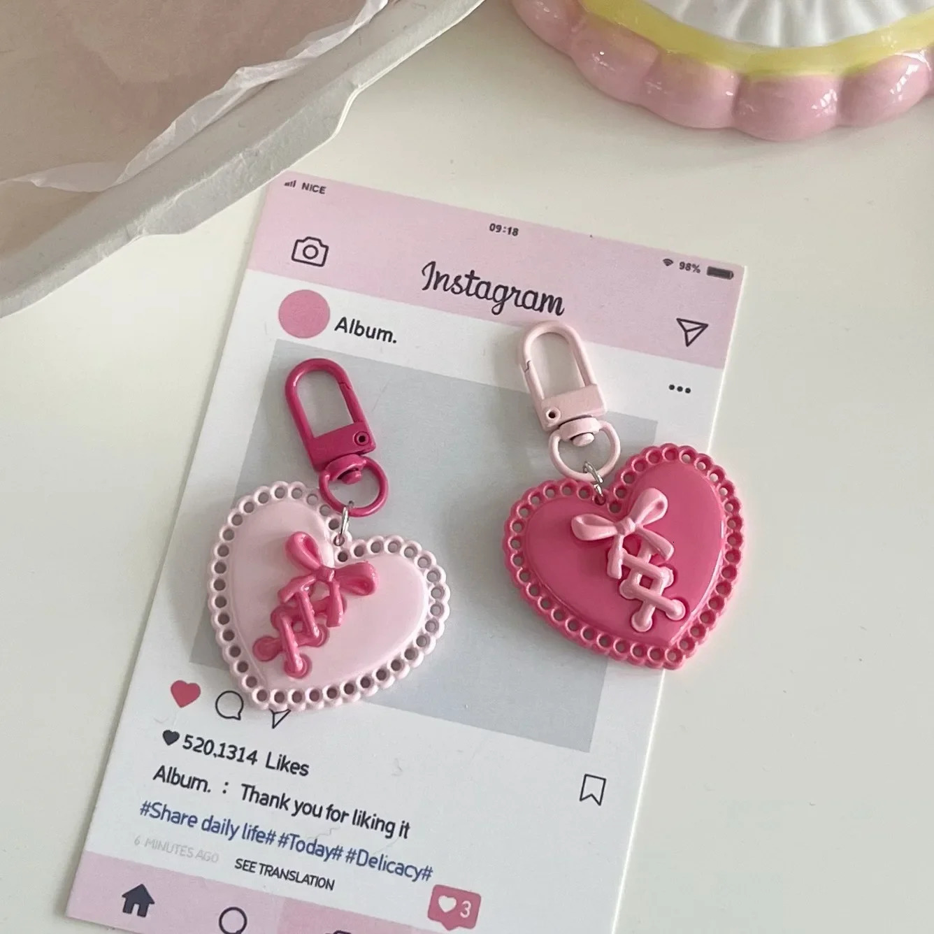 Y2k Pink Hollow Strap Star Heart Keychain for Women Sweet Pentagram Phone Keychain Bags Charms Pendant Decorative Ornament Gifts 250107