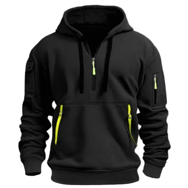 New autumn and winter mens design multi zipper hoodie outdoor long sleeved hoodie fashionable casual fitness zipper W250108