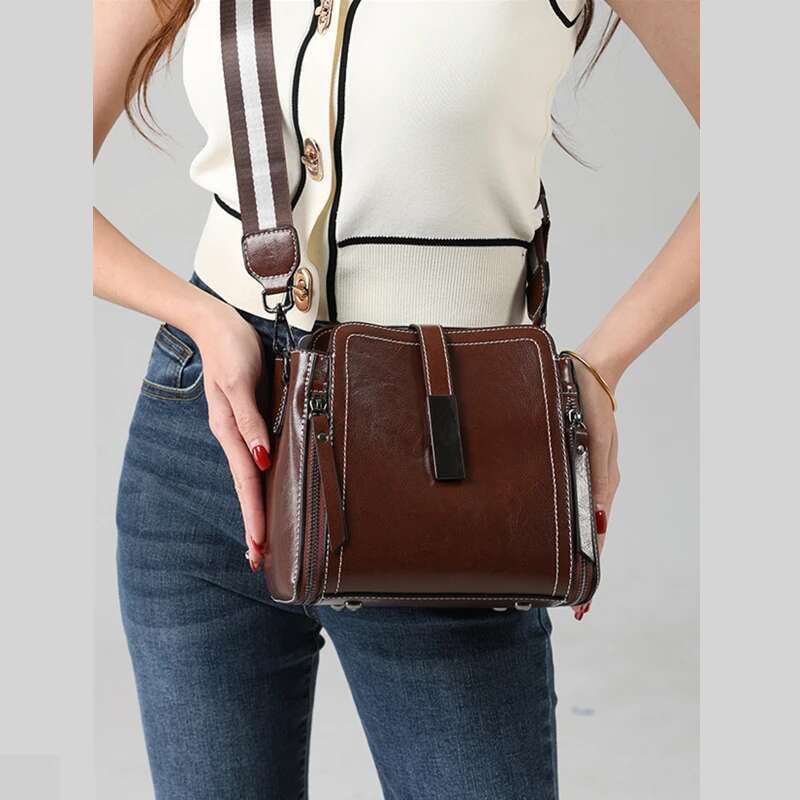 Hifashion Cowhide Genuine Leather Small Shoulder Bags For Women 2025 Trend Designer Crossbody Purses Bucket Tote Ladies Handbags