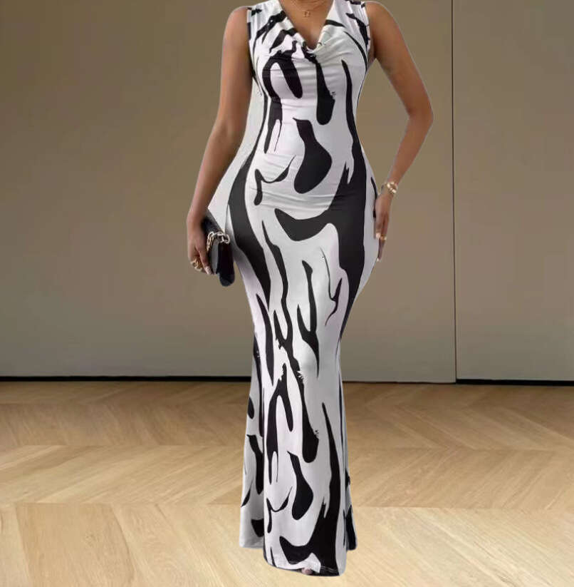 Spring V-Neck Hanging Neck Hot Girl Women's Dress With Sexy Head And Hip Wrap One Step Skirt