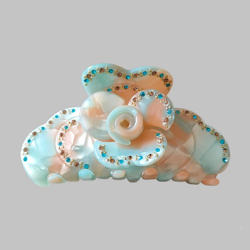 Muweordy French Vintage Flower Acetate Claw Clip Sparkling Color Crab Hair Clip Hair Catches Hair Accessories For Women 250103