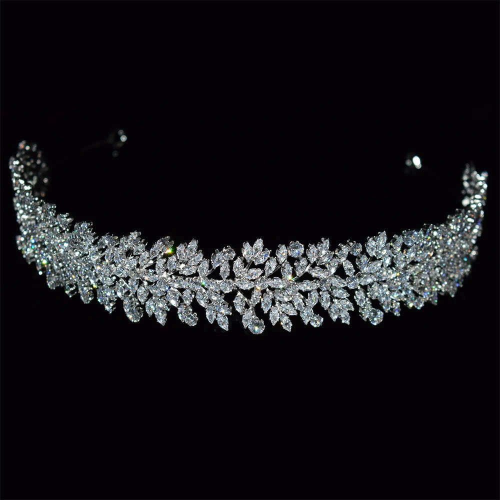 Cubic Zirconia Headbands Silver Color Bridal Crowns Elegant Headwear Prom Hair Wear Wedding Hair Accessories Party Jewelr 250107