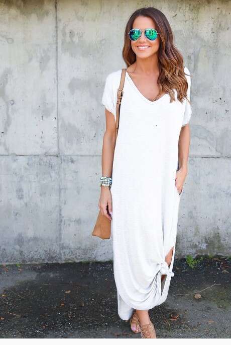 Extra Long Plus Fat Mm Loose Pocket Dress