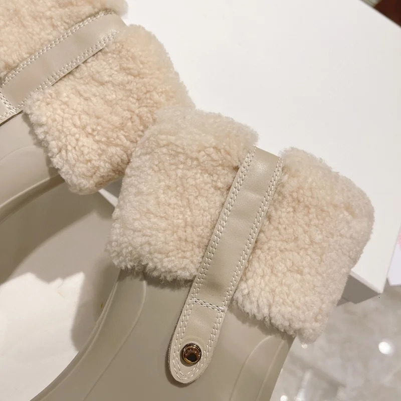 Ankle Boots Women PVC Rain Boots Chunky Heel Height Increasing Short Boots Thick Sole Motorcycle Boots For Size 36-43 250106
