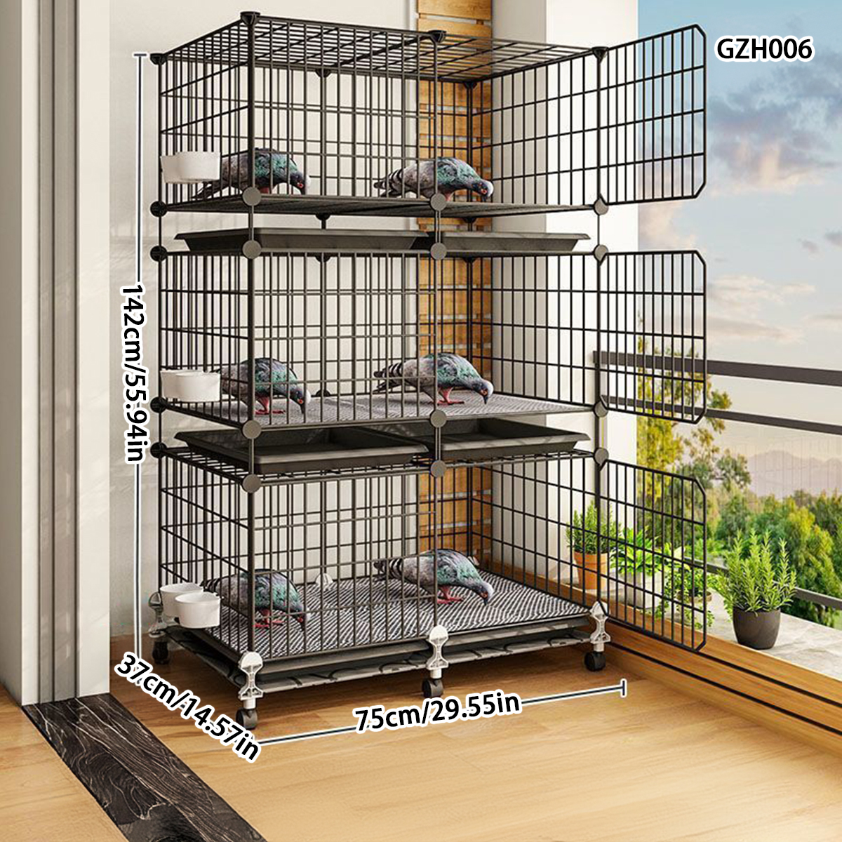 Triple Layer Big Capacity Household Birdcage for Pigeons, Parrots, and Hens