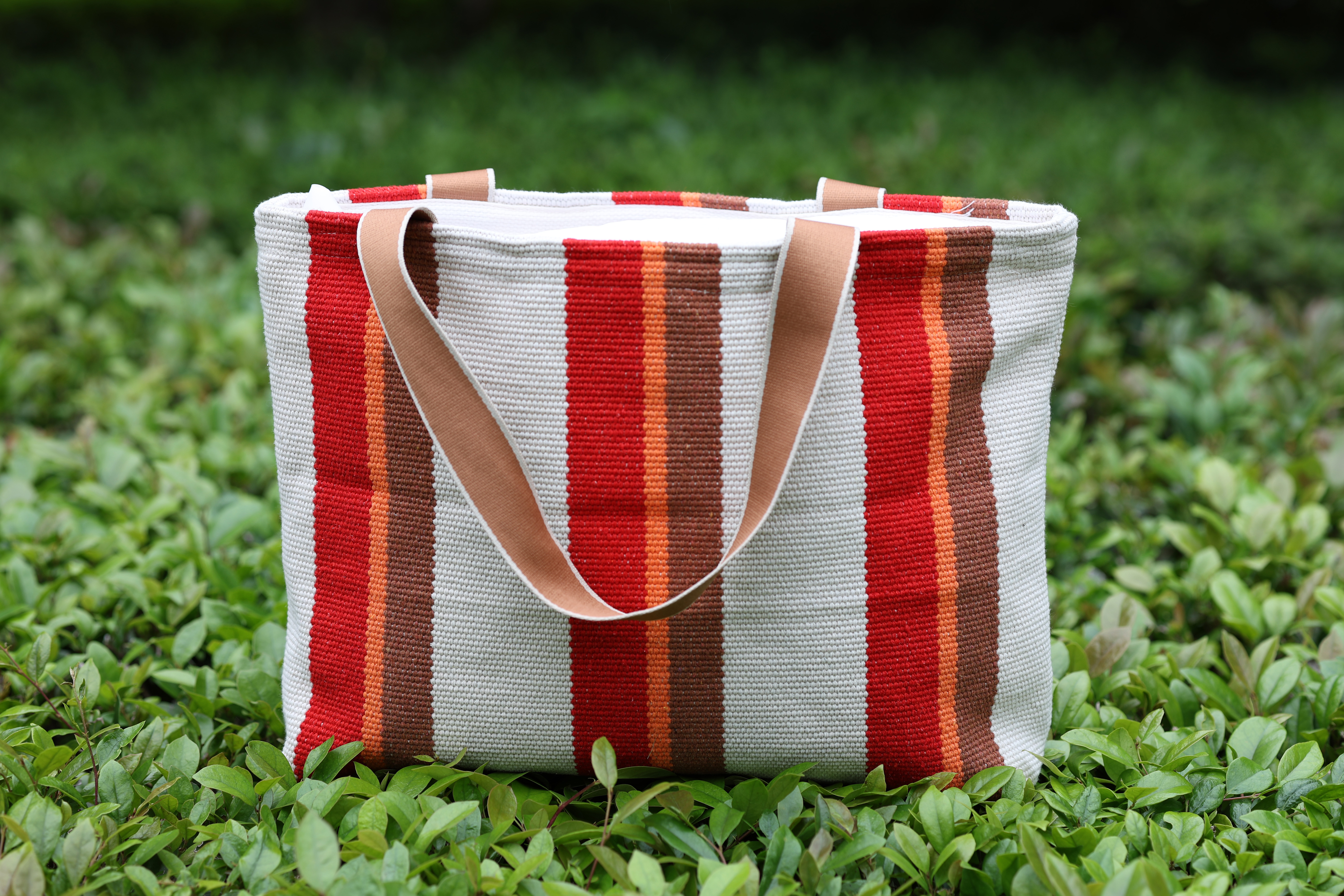 Vintage Handmade Coarse Cotton Shoulder Tote Bag