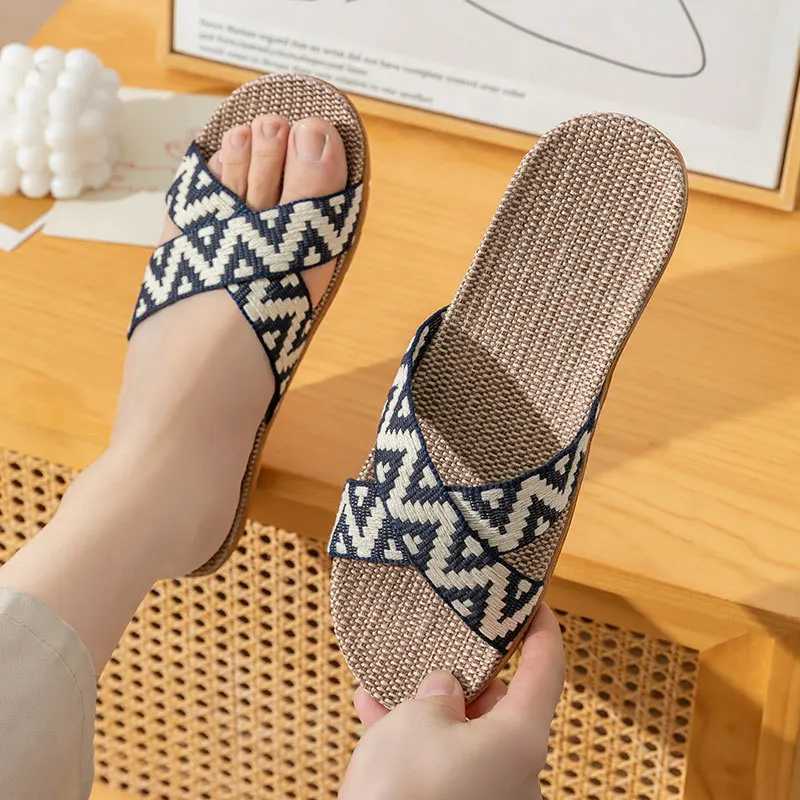 New Arrival New linen beach slider mens lightweight home shoe flip cover mens indoor bathroom slider unisex home slider Zapatos Hombre T250108