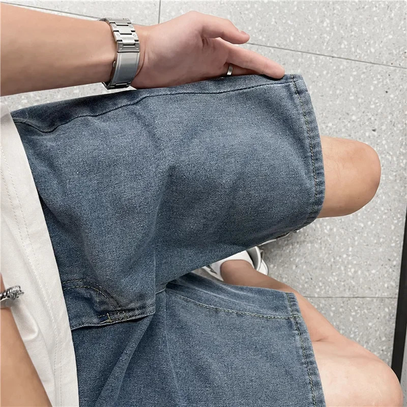 Casual Loose Straight Mens Denim Shorts Stylish Korean Version Summer Student Five-Point Medium Pants Cool and Attractive 250107