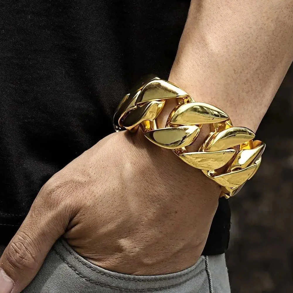 Coarse Steel Bracelet Fashion Jewelry European and American Personalized Smooth and Dominant Mens Fashion Jewelry 250107