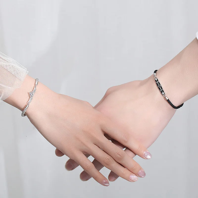 S925 princess and Knight couple bracelets men and women sterling silver bracelets gift 250107