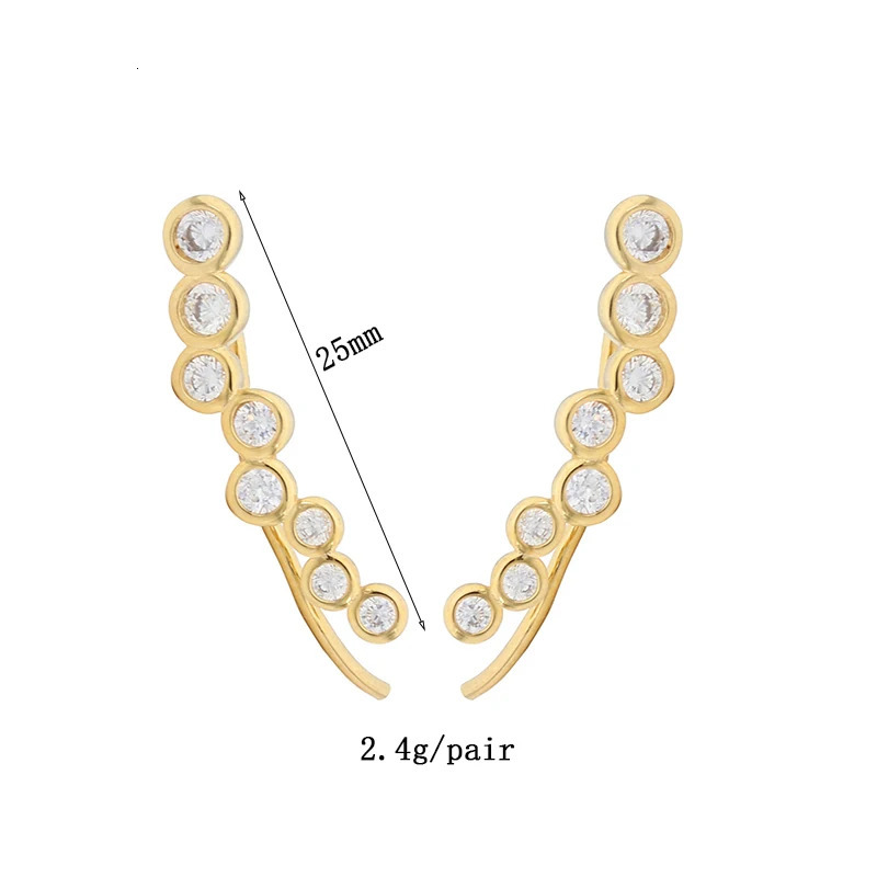 KYOUNUO Gold Silver Filled Ear Climber Earrings For Women Zircon Piercing Womens Ear Crawler Stud Earrings Jewelry Wholesale 250103