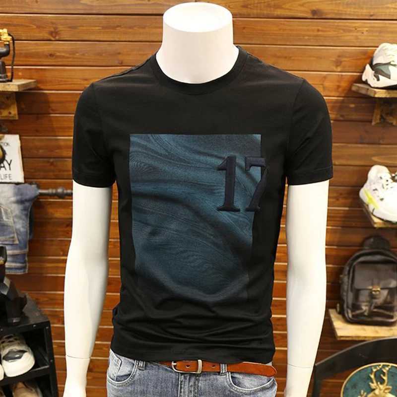 Fashionable O-neck fully matched printed T-shirt for mens summer collection loose casual floral top short sleeved Korean T-shirt M250108