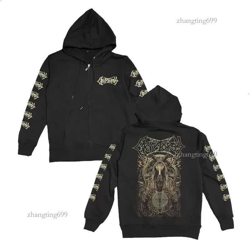 Mens Hoodies Cryptopsy Heavy Metal Zipper Hoodies Hooded Y2k Vintage Hip Hop Streetwear Hoodie Oversized Zipup Hoody Coats 240921