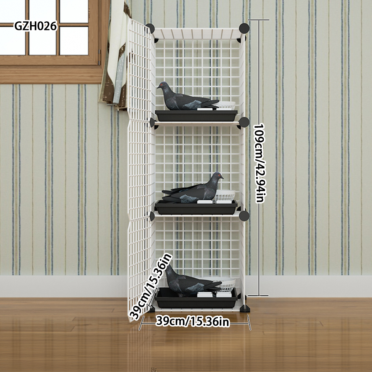 Premium Large Household Pigeon Enclosure Multilayered Iron Birdhouse with White Grid Pattern