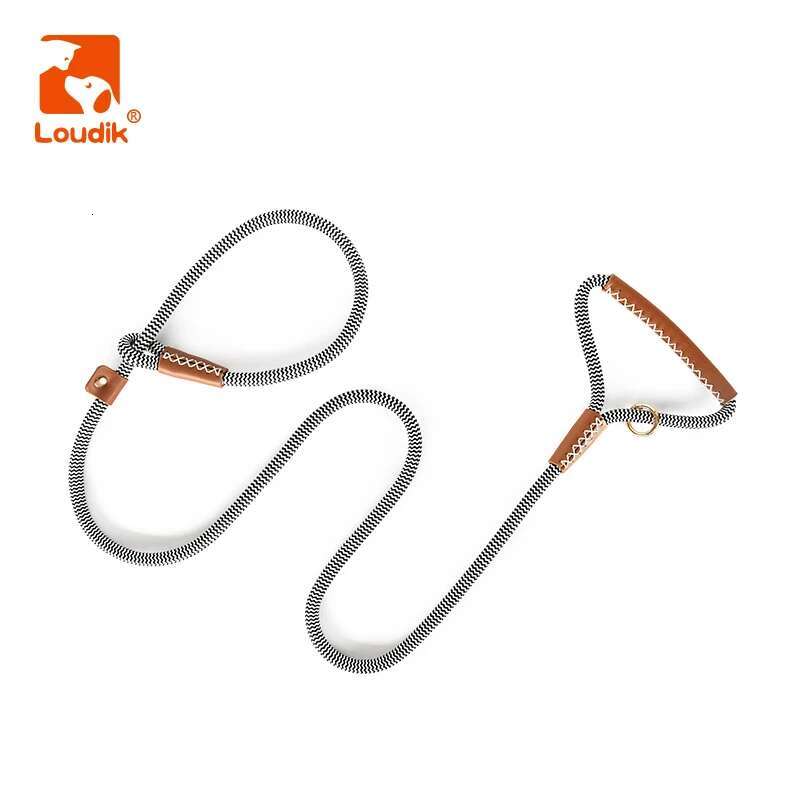 Loudik Collected Dog Slip Leash With Leather Handle Quality Small Medium Large Pet Rope Traction Leads Accessories, Wholesales