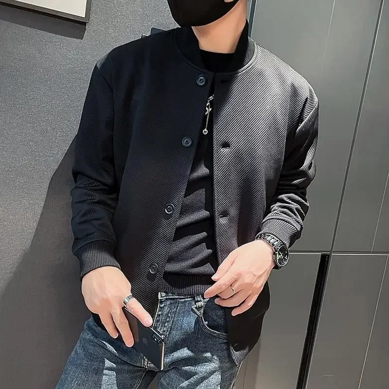 Man Bomber Coat Solid Color Spring Autumn Baseball Jacket for Men Original s Trendy Sale Korean Reviews Many Harajuku 250107