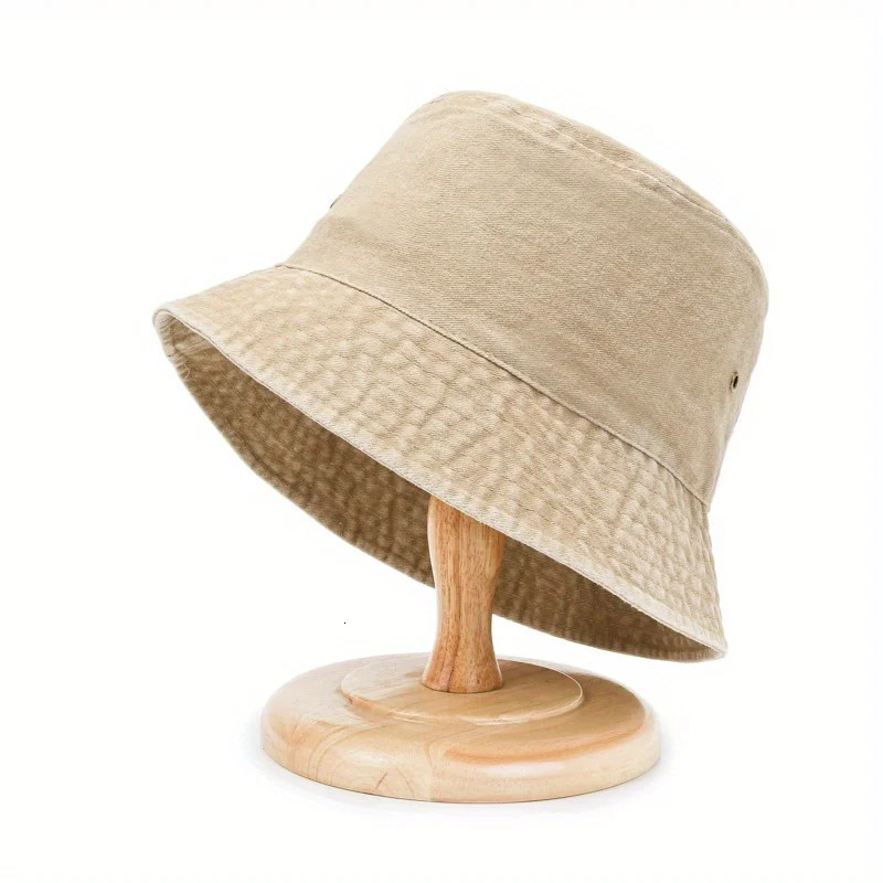 Classic Unisex Denim Bucket Hat Solid Color Washed Distressed Sun Hats Lightweight Fisherman Cap For Women Men 250107