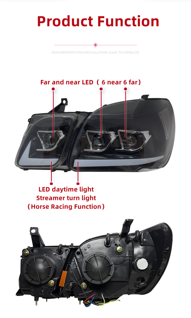 Car Lights Assembly For Lexus LX470 1998-2007 6 Far 6 Near Headlight All LED Daytime light Turn Signal Accessories