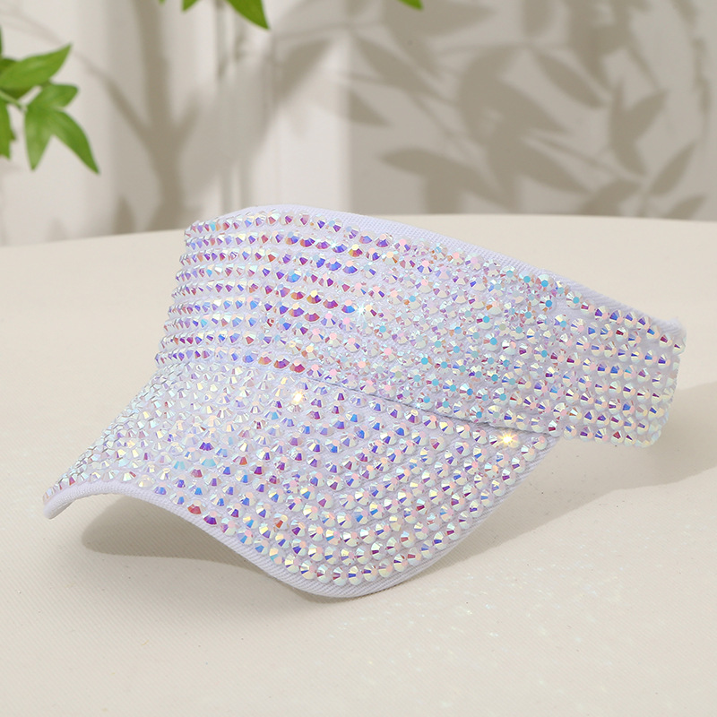 Summer sun hat fashion versatile diamond sequins hollow cap casual students sunscreen breathable short brim hat wholesale
