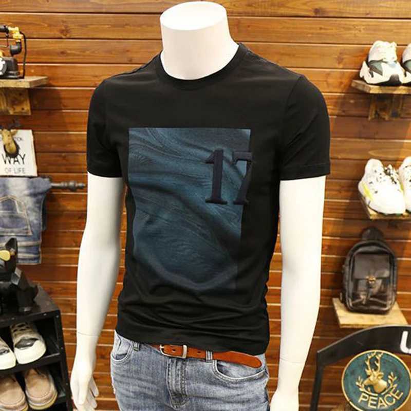 Fashionable O-neck fully matched printed T-shirt for mens summer collection loose casual floral top short sleeved Korean T-shirt M250108