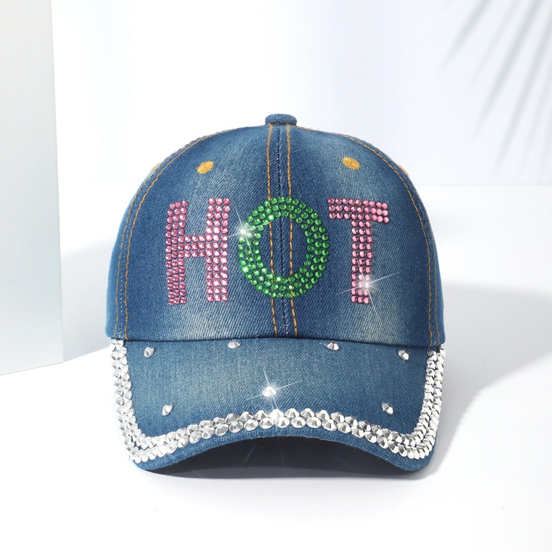 LOVE with diamonds baseball cap casual versatile inlaid diamond duck tongue cap letters decorated sunscreen cowboy sun hat wholesale