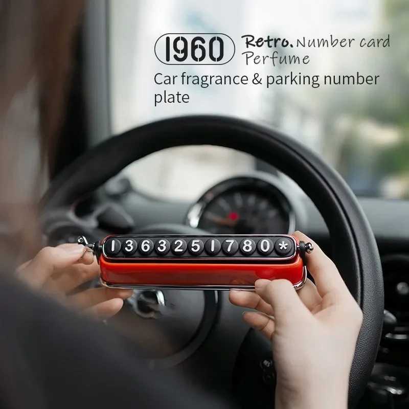 Interior Decorations Retro parking phone number dual number temporary card automatic parking sign mobile phone board car interior accessories H250108