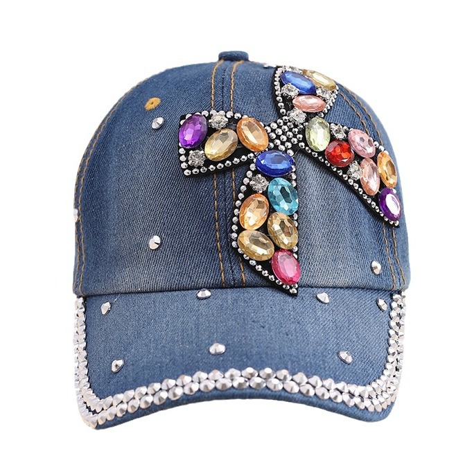 Casual sun hat tide bow can be adjusted to show the face of a small hundred with diamond duck tongue cap female with diamond cowboy baseball cap